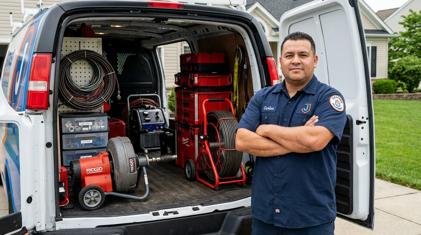 Professional drain cleaning equipment and Johns Plumbing LLC plumber in Evadale