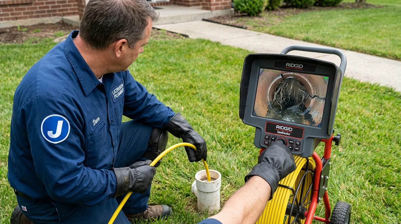 Sewer camera inspection being performed by Johns Plumbing LLC in Evadale